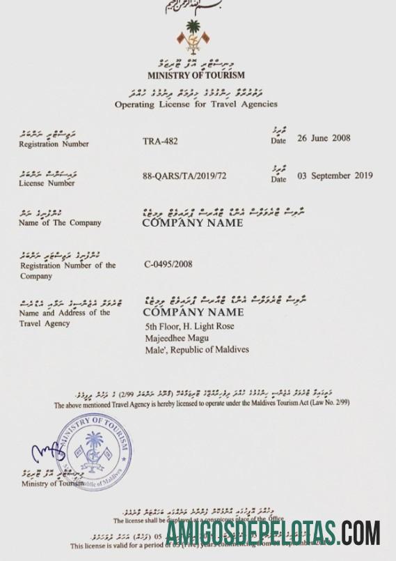 O modelo de licença de operação das Maldivas para agências de viagens